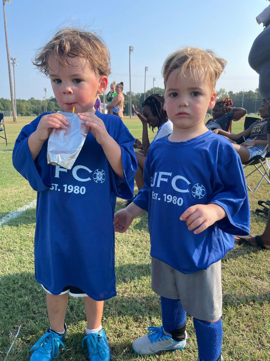 Young JFC players at a Saturday game